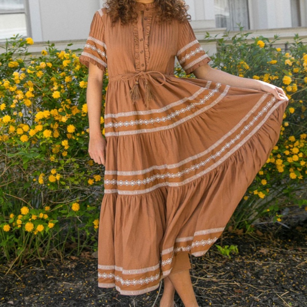 LNC Ivy City Co Santorini dress in Terracotta - Size Small